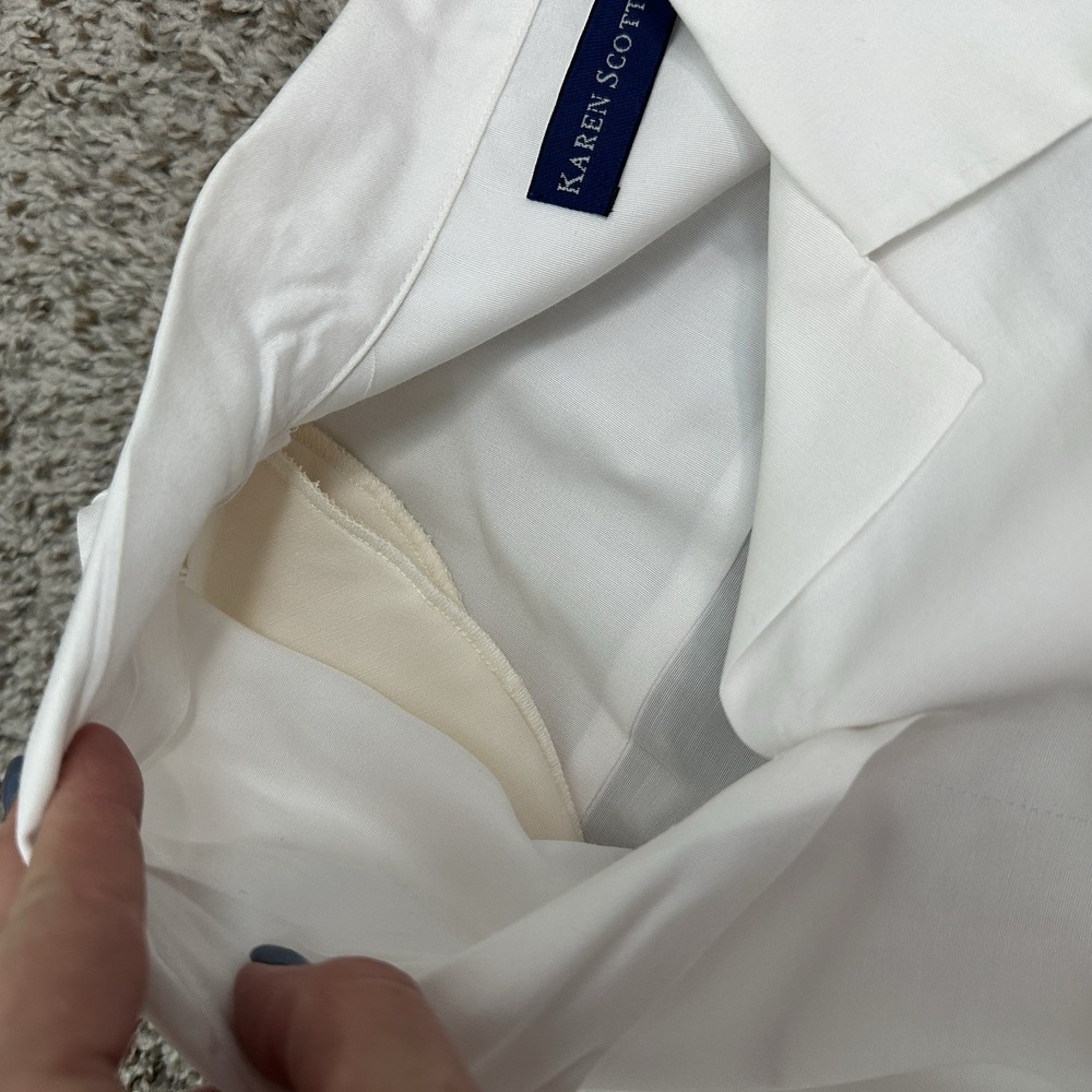 Karen‎ Scott Top Womens 2X White 3/4 Sleeve Button Up Blouse Career NWT - Picture 8 of 10